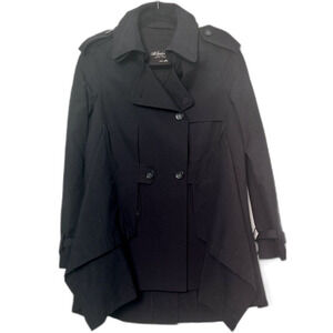 All Saints Trench Coat Black Mabli Mac Wool Jacket - Good Used Condition Size 6